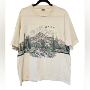 Vintage Anvil Utah Graphic Front and Back single stitch T-Shirt Size 2X